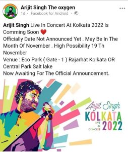 arijit singh live in kolkata 2022